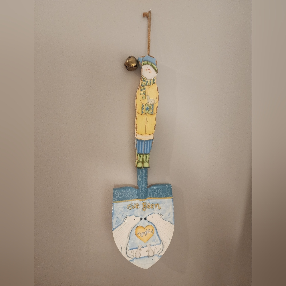 Teresa Kogut Holiday Naughty Nice Shovel Polar Bears Mice Wall Hanging 21"